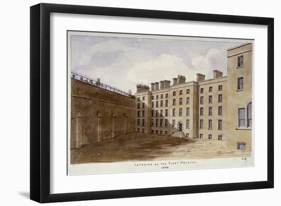 Inner Courtyard of Fleet Prison, City of London, 1805-Valentine Davis-Framed Premium Giclee Print