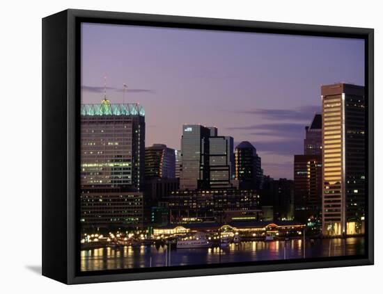 Inner Harbor at Dusk, Baltimore, Maryland-Jim Schwabel-Framed Stretched Canvas