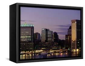 Inner Harbor at Dusk, Baltimore, Maryland-Jim Schwabel-Framed Stretched Canvas