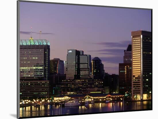 Inner Harbor at Dusk, Baltimore, Maryland-Jim Schwabel-Mounted Photographic Print