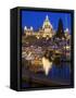 Inner Harbour with Parliament Building at Night, Victoria, Vancouver Island, British Columbia, Cana-Martin Child-Framed Stretched Canvas
