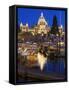 Inner Harbour with Parliament Building at Night, Victoria, Vancouver Island, British Columbia, Cana-Martin Child-Framed Stretched Canvas