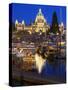 Inner Harbour with Parliament Building at Night, Victoria, Vancouver Island, British Columbia, Cana-Martin Child-Stretched Canvas