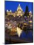 Inner Harbour with Parliament Building at Night, Victoria, Vancouver Island, British Columbia, Cana-Martin Child-Mounted Photographic Print