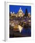 Inner Harbour with Parliament Building at Night, Victoria, Vancouver Island, British Columbia, Cana-Martin Child-Framed Photographic Print