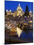Inner Harbour with Parliament Building at Night, Victoria, Vancouver Island, British Columbia, Cana-Martin Child-Mounted Photographic Print