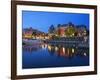 Inner Harbour with the Empress Hotel at Night, Victoria, Vancouver Island, British Columbia, Canada-Martin Child-Framed Photographic Print