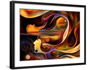 Inner Melody Series. Abstract Design Made of Colorful Human and Musical Shapes on the Subject of Sp-agsandrew-Framed Art Print