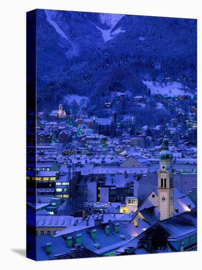 Innsbruck at Night, Austria-Walter Bibikow-Stretched Canvas