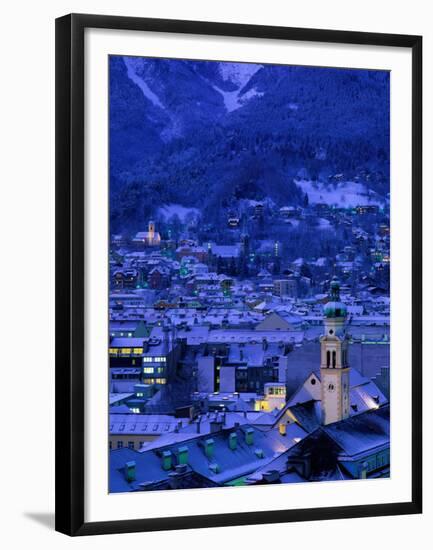 Innsbruck at Night, Austria-Walter Bibikow-Framed Premium Photographic Print