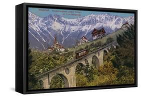 Innsbruck - Funicular Railway and Viaduct. Postcard Sent in 1913-Austrian Photographer-Framed Stretched Canvas