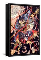 Ino Hayata Hironao Grappling with the Monster-Kuniyoshi Utagawa-Framed Stretched Canvas