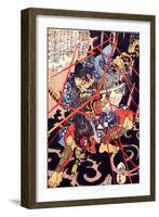 Ino Hayata Hironao Grappling with the Monster-Kuniyoshi Utagawa-Framed Giclee Print