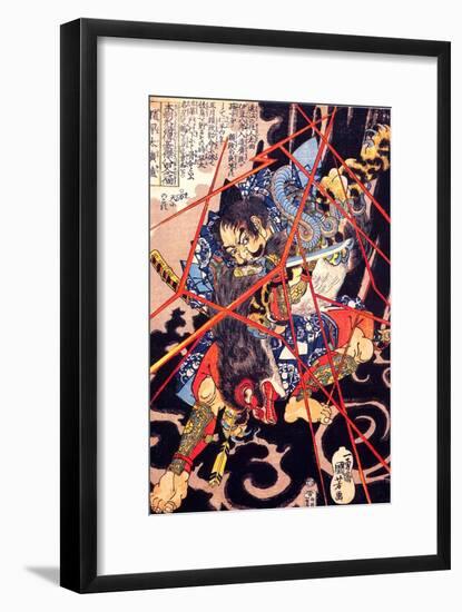 Ino Hayata Hironao Grappling with the Monster-Kuniyoshi Utagawa-Framed Giclee Print