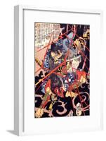 Ino Hayata Hironao Grappling with the Monster-Kuniyoshi Utagawa-Framed Giclee Print