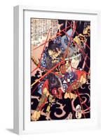 Ino Hayata Hironao Grappling with the Monster-Kuniyoshi Utagawa-Framed Giclee Print