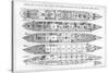 Inquiry in the Loss of the Titanic: Cross Sections of the Ship (Engraving) (B/W Photo)-English-Stretched Canvas