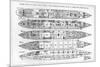 Inquiry in the Loss of the Titanic: Cross Sections of the Ship (Engraving) (B/W Photo)-English-Mounted Giclee Print