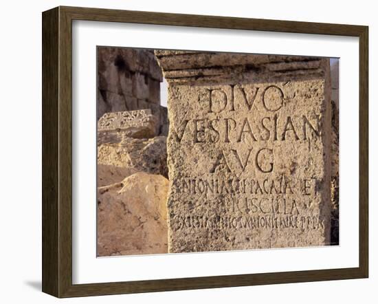 Inscription on Stone in the Great Court, Lebanon, Middle East-Fred Friberg-Framed Photographic Print