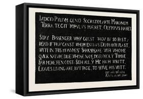 Inscription on the Memorial Tablet to Shakespeare, Holy Trinity Church, Stratford-On-Avon, 1888-null-Framed Stretched Canvas