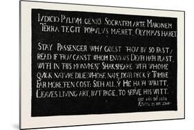 Inscription on the Memorial Tablet to Shakespeare, Holy Trinity Church, Stratford-On-Avon, 1888-null-Mounted Giclee Print