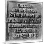 Inscription on the Monument to David Livingstone, Zambia, Africa, Late 19th or Early 20th Century-null-Mounted Giclee Print