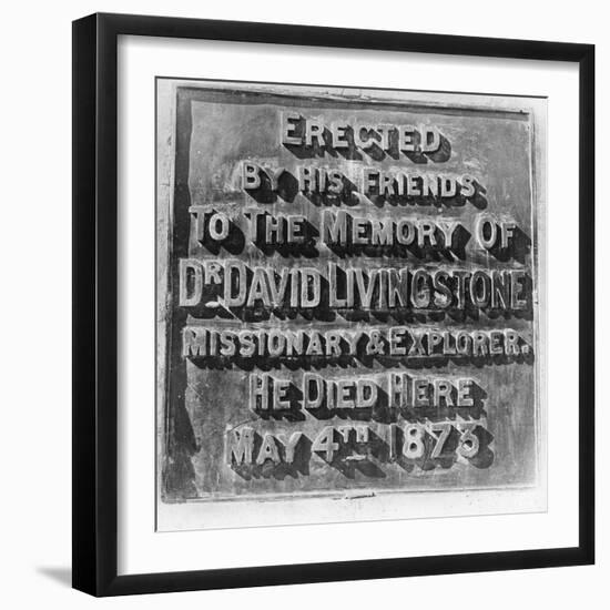 Inscription on the Monument to David Livingstone, Zambia, Africa, Late 19th or Early 20th Century-null-Framed Giclee Print