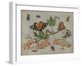 Insects and Fruit, c.1660-5-Jan Van, The Elder Kessel-Framed Giclee Print