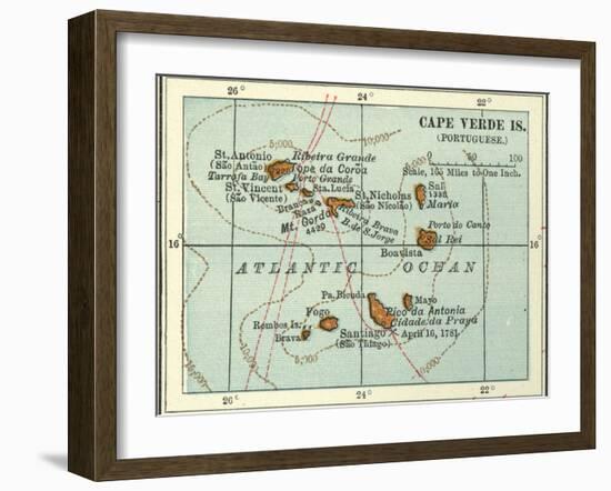 Inset Map of Cape Verde Islands (Portuguese)-Encyclopaedia Britannica-Framed Art Print