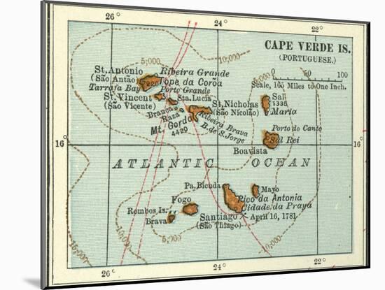 Inset Map of Cape Verde Islands (Portuguese)-Encyclopaedia Britannica-Mounted Art Print