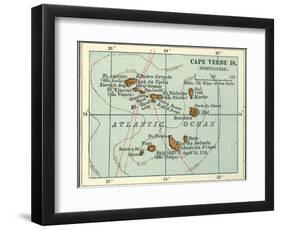 Inset Map of Cape Verde Islands (Portuguese)-Encyclopaedia Britannica-Framed Art Print