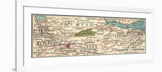 Inset Map of Glasgow and Edinburgh and Environs. United Kingdom-Encyclopaedia Britannica-Framed Premium Giclee Print