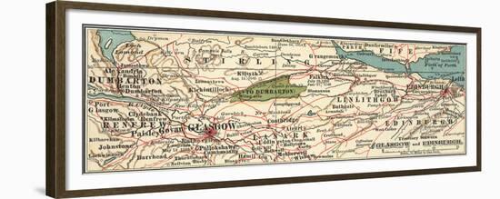 Inset Map of Glasgow and Edinburgh and Environs. United Kingdom-Encyclopaedia Britannica-Framed Premium Giclee Print