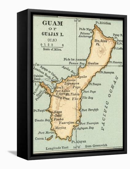 Inset Map of Guam or Guajan Island (Us)-Encyclopaedia Britannica-Framed Stretched Canvas