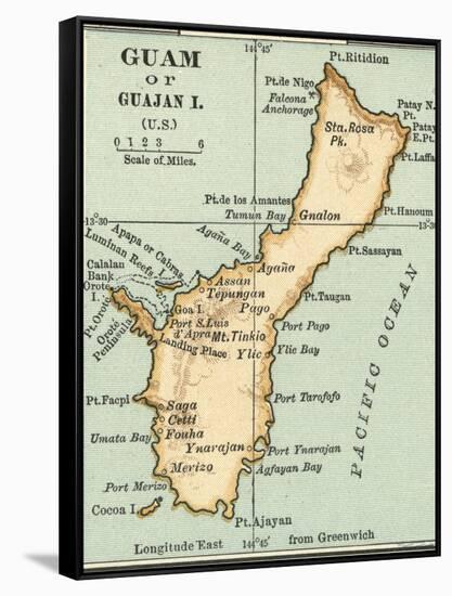 Inset Map of Guam or Guajan Island (Us)-Encyclopaedia Britannica-Framed Stretched Canvas