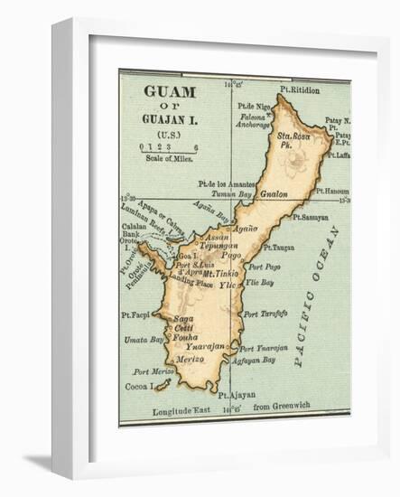 Inset Map of Guam or Guajan Island (Us)-Encyclopaedia Britannica-Framed Art Print