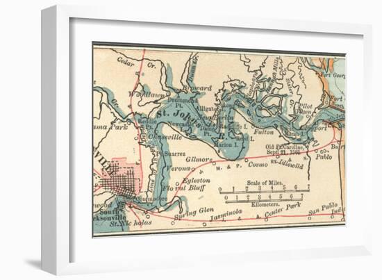 Inset Map of Jacksonville, Florida-Encyclopaedia Britannica-Framed Premium Giclee Print