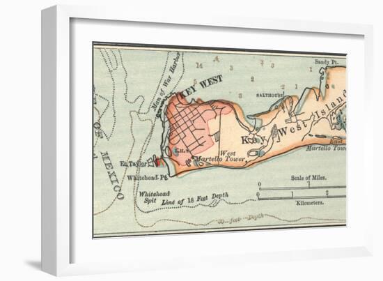 Inset Map of Key West Island, Florida-Encyclopaedia Britannica-Framed Art Print
