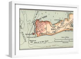 Inset Map of Key West Island, Florida-Encyclopaedia Britannica-Framed Art Print