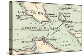 Inset Map of Mackinac Island and the Straits of Mackinac, Michigan-Encyclopaedia Britannica-Stretched Canvas