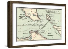 Inset Map of Mackinac Island and the Straits of Mackinac, Michigan-Encyclopaedia Britannica-Framed Art Print