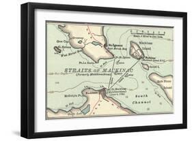 Inset Map of Mackinac Island and the Straits of Mackinac, Michigan-Encyclopaedia Britannica-Framed Art Print