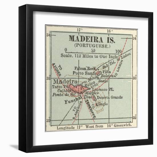 Inset Map of Madeira Island (Portuguese)-Encyclopaedia Britannica-Framed Art Print