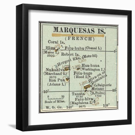 Inset Map of Marquesas Islands (French). Oceania. South Pacific-Encyclopaedia Britannica-Framed Art Print