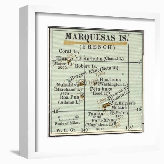 Inset Map of Marquesas Islands (French). Oceania. South Pacific-Encyclopaedia Britannica-Framed Art Print