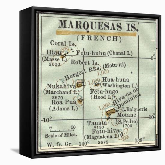 Inset Map of Marquesas Islands (French). Oceania. South Pacific-Encyclopaedia Britannica-Framed Stretched Canvas