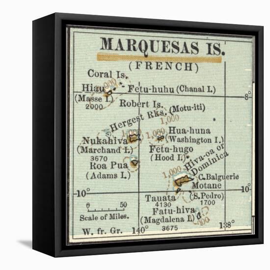 Inset Map of Marquesas Islands (French). Oceania. South Pacific-Encyclopaedia Britannica-Framed Stretched Canvas