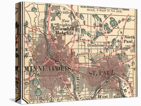 Inset Map of Minneapolis and St. Paul, Minnesota-Encyclopaedia Britannica-Stretched Canvas