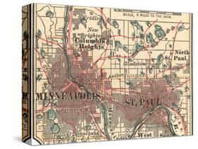 Inset Map of Minneapolis and St. Paul, Minnesota-Encyclopaedia Britannica-Stretched Canvas