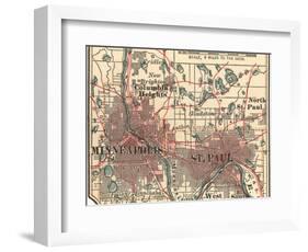 Inset Map of Minneapolis and St. Paul, Minnesota-Encyclopaedia Britannica-Framed Art Print